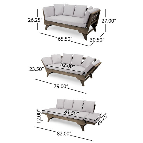 Foundstone™ Roni 65.5'' Acacia Outdoor Patio Daybed & Reviews Wayfair